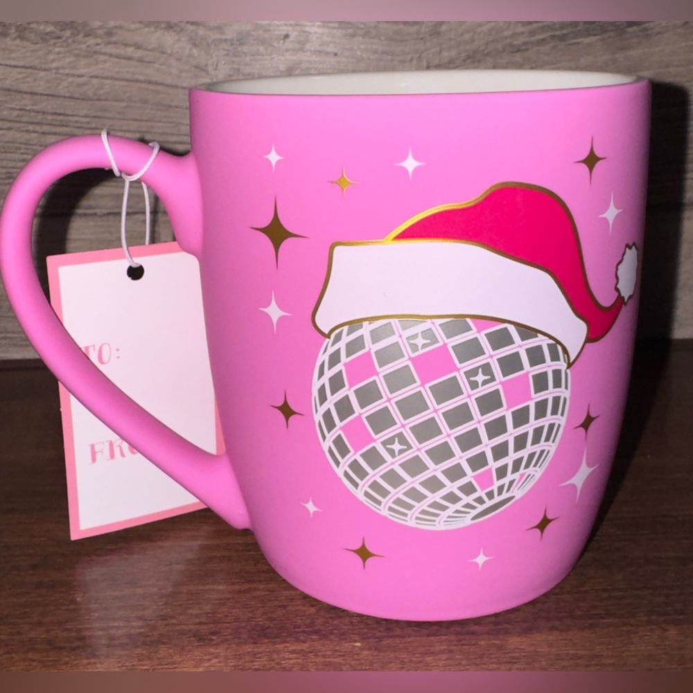 Super Cute  🥰 Disco 🪩 Ball with Santa Hat 🎅 Mug by Peppermint & Pine - NEW
